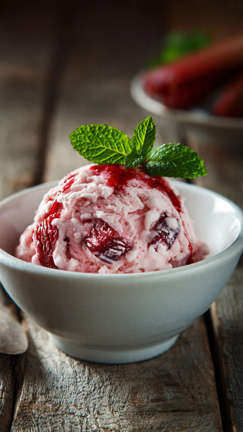 Homemade Rhubarb Ice Cream